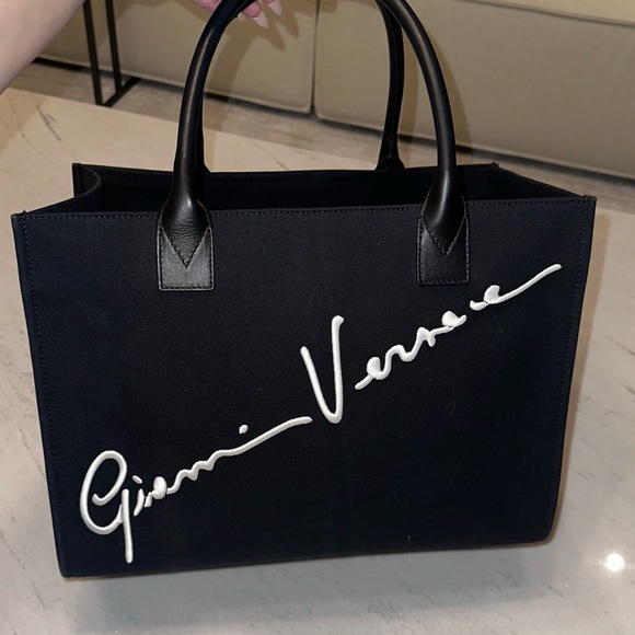 Scripted logo Versace canvas tote - Picture 1 of 5